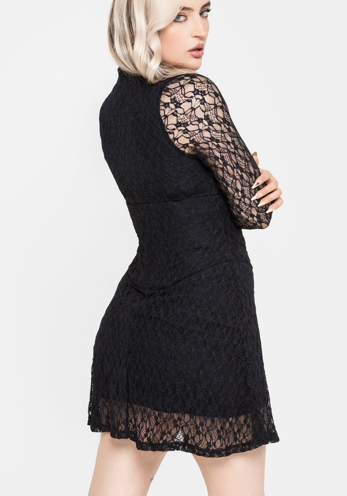 Amoura Boned Waist Corset Lace Mini Dress UK 6