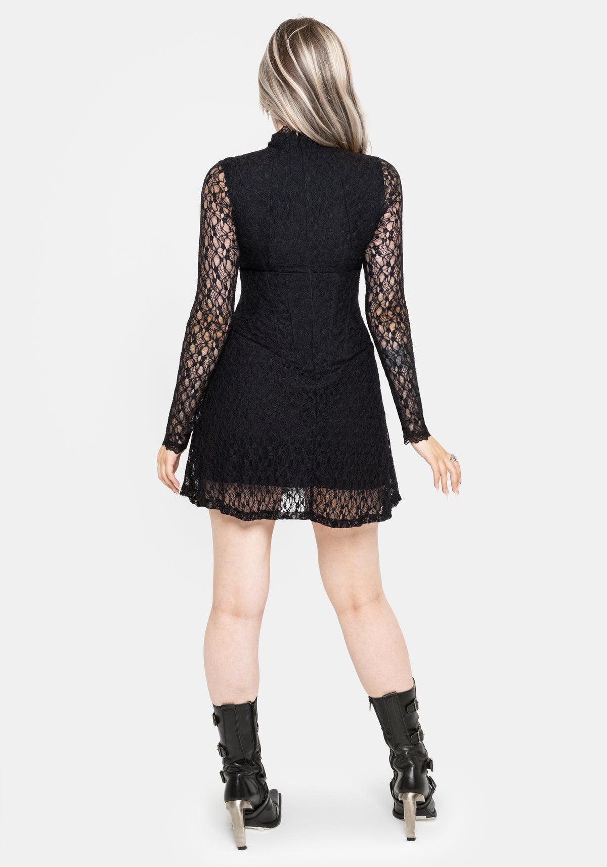 Amoura Boned Waist Corset Lace Mini Dress UK 6