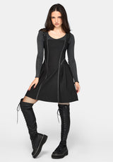 Virexia Contrast Stitch Pleated Mini Dress