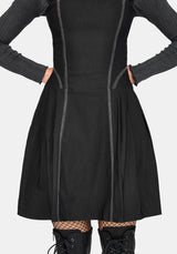 Virexia Contrast Stitch Pleated Mini Dress