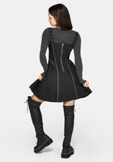 Virexia Contrast Stitch Pleated Mini Dress