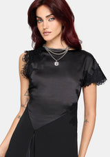 Lucretia Lace Contrast Asymmetric Midi Dress