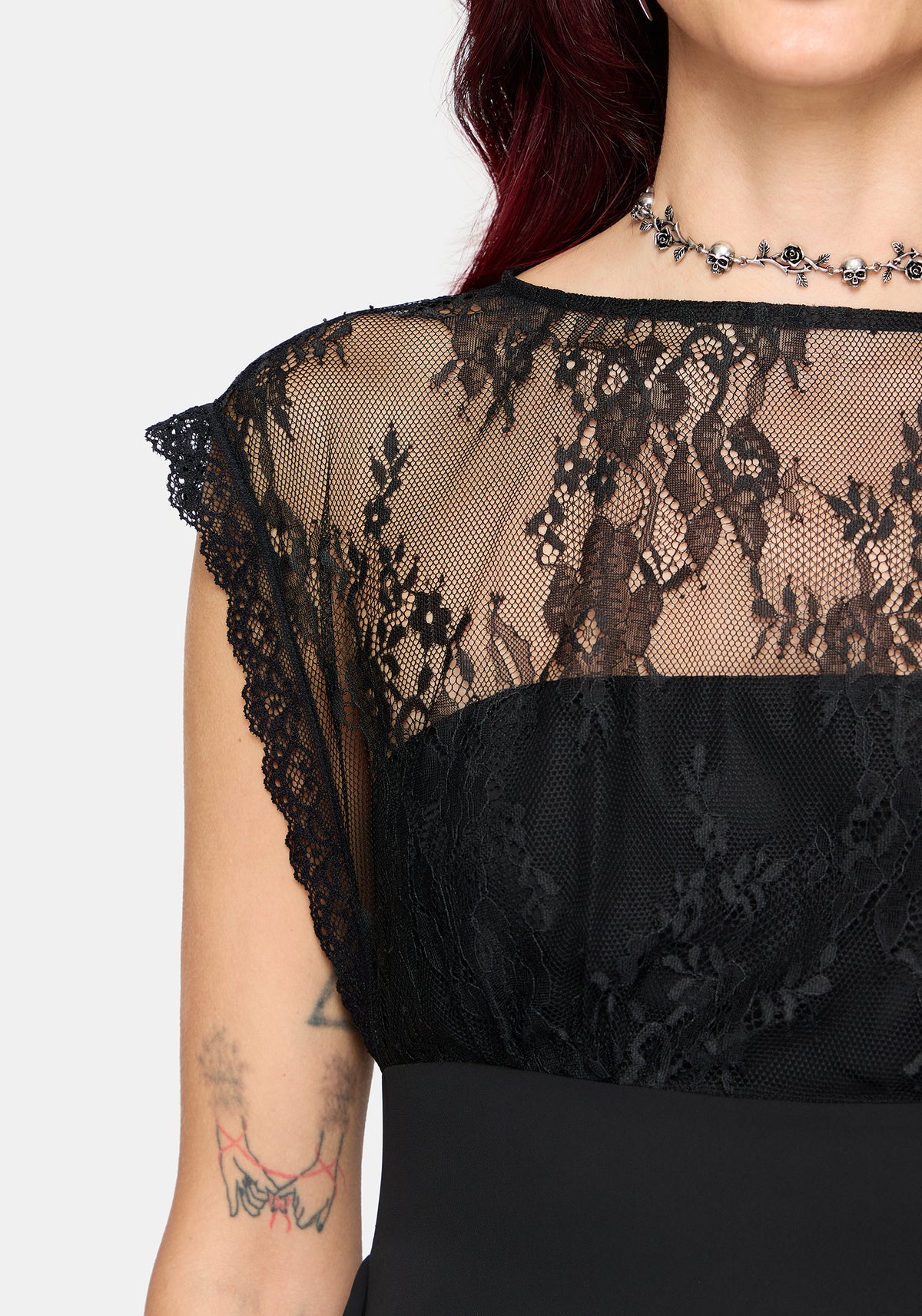 Mairi Lace Overlay Hanky Hem Mini Dress