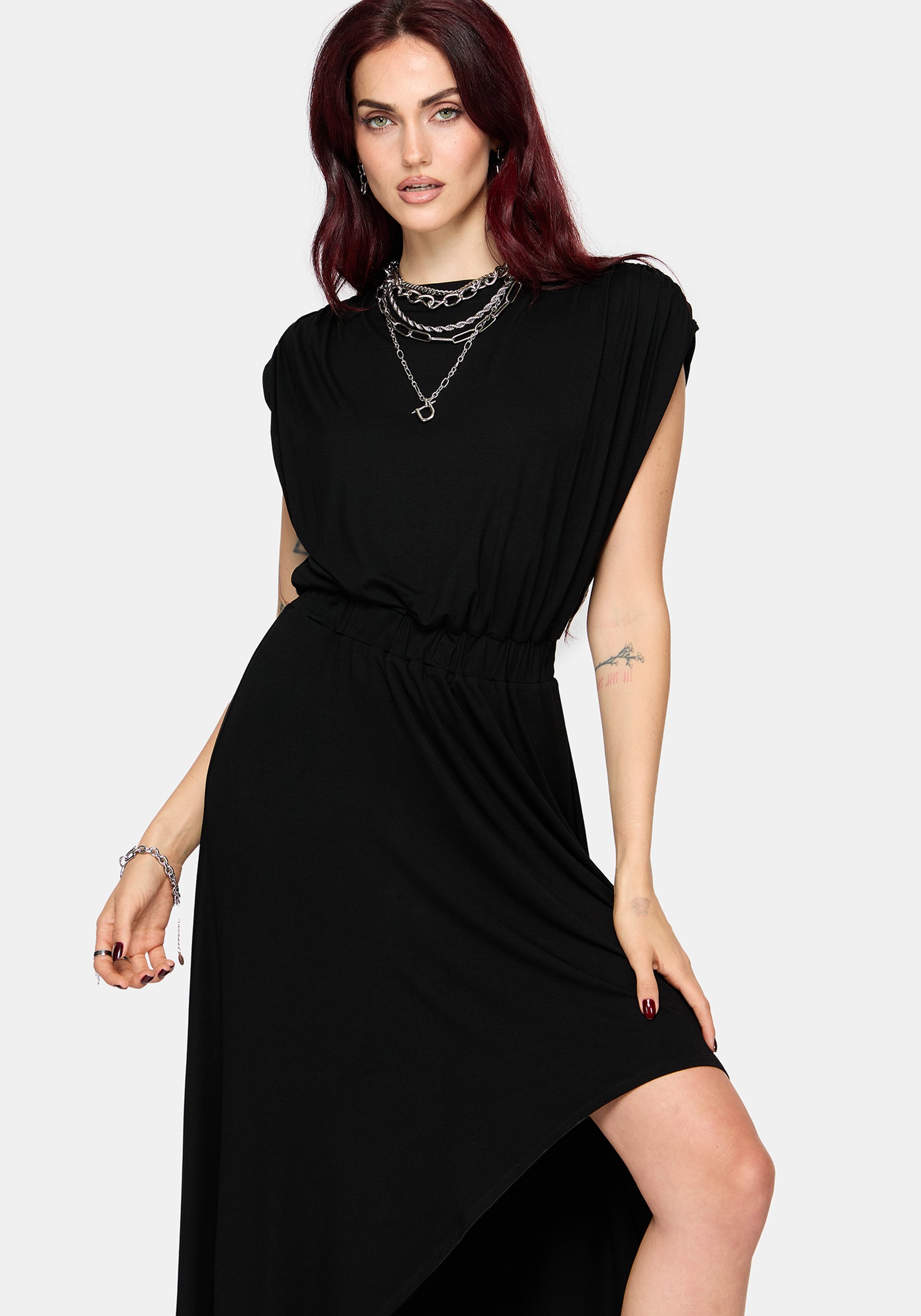 Marsail PU Corset and Jersey Maxi Dress Set (2-Piece)