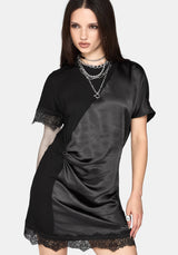 Allesandra Contrast Fabric Twist T-Shirt Dress