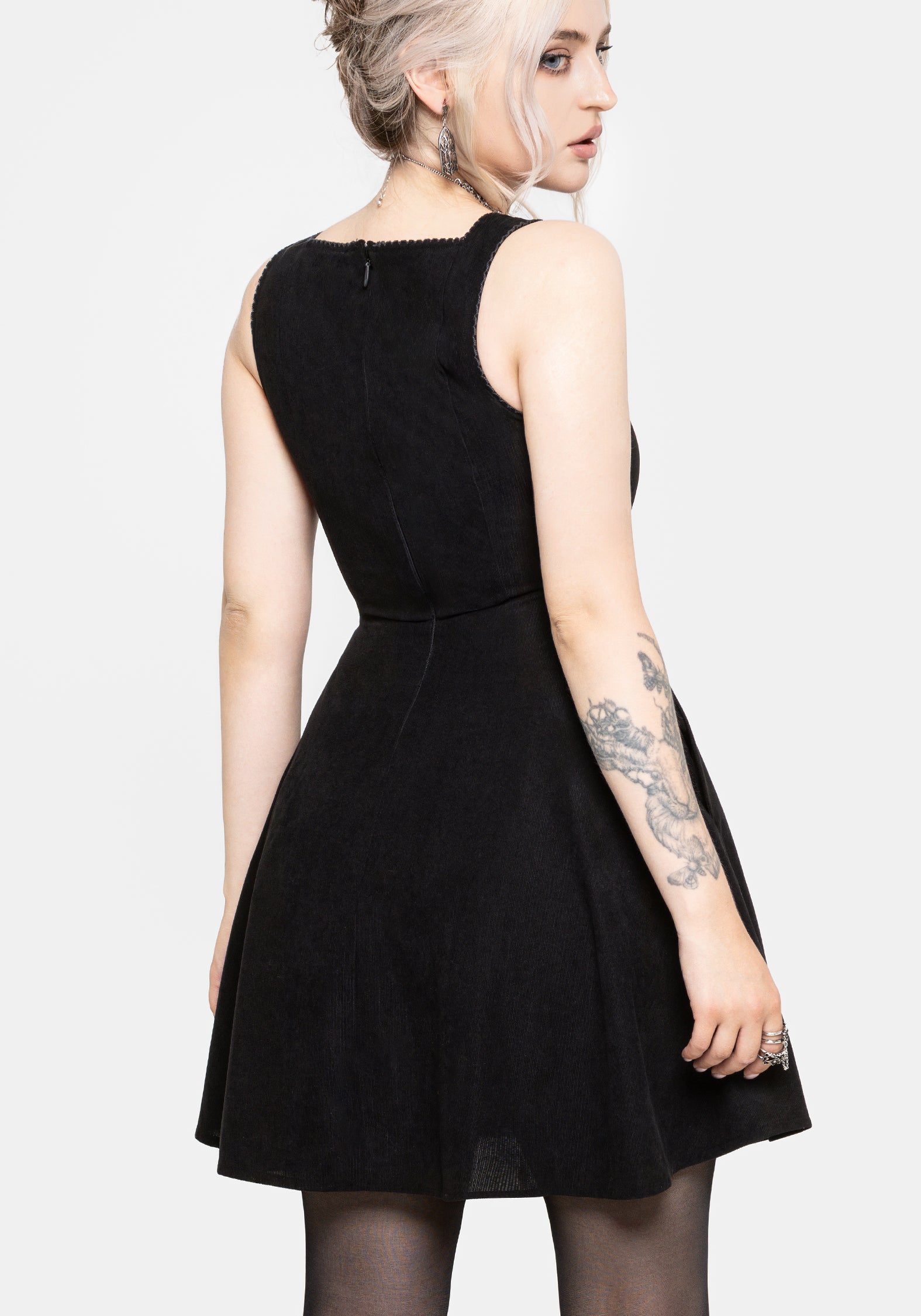 Blanket Stitch Baby Cord Mini Dress