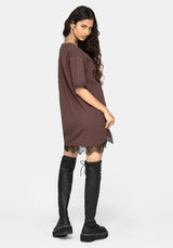 Leucosia Lace Trim Graphic T-Shirt Dress