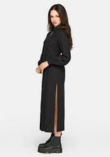 Velis Embroidered Placket Midaxi Dress
