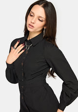 Velis Embroidered Placket Midaxi Dress