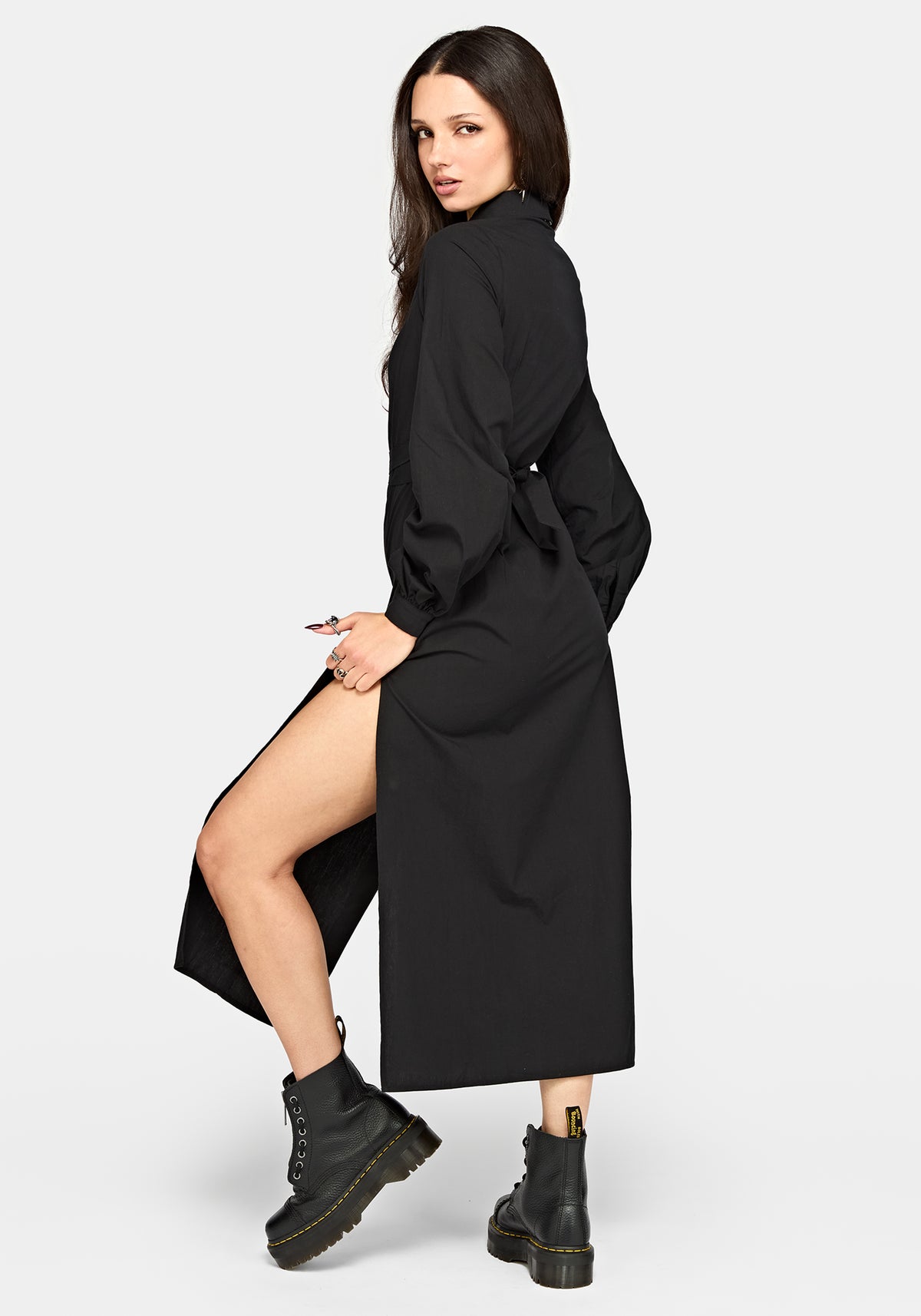 Velis Embroidered Placket Midaxi Dress