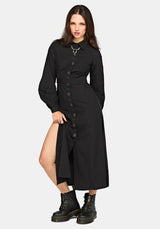 Velis Embroidered Placket Midaxi Dress