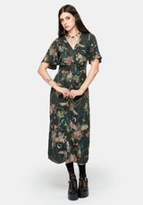 Atilla Print Lace Trim Midi Dress