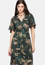 Atilla Print Lace Trim Midi Dress
