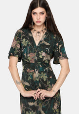 Atilla Print Lace Trim Midi Dress