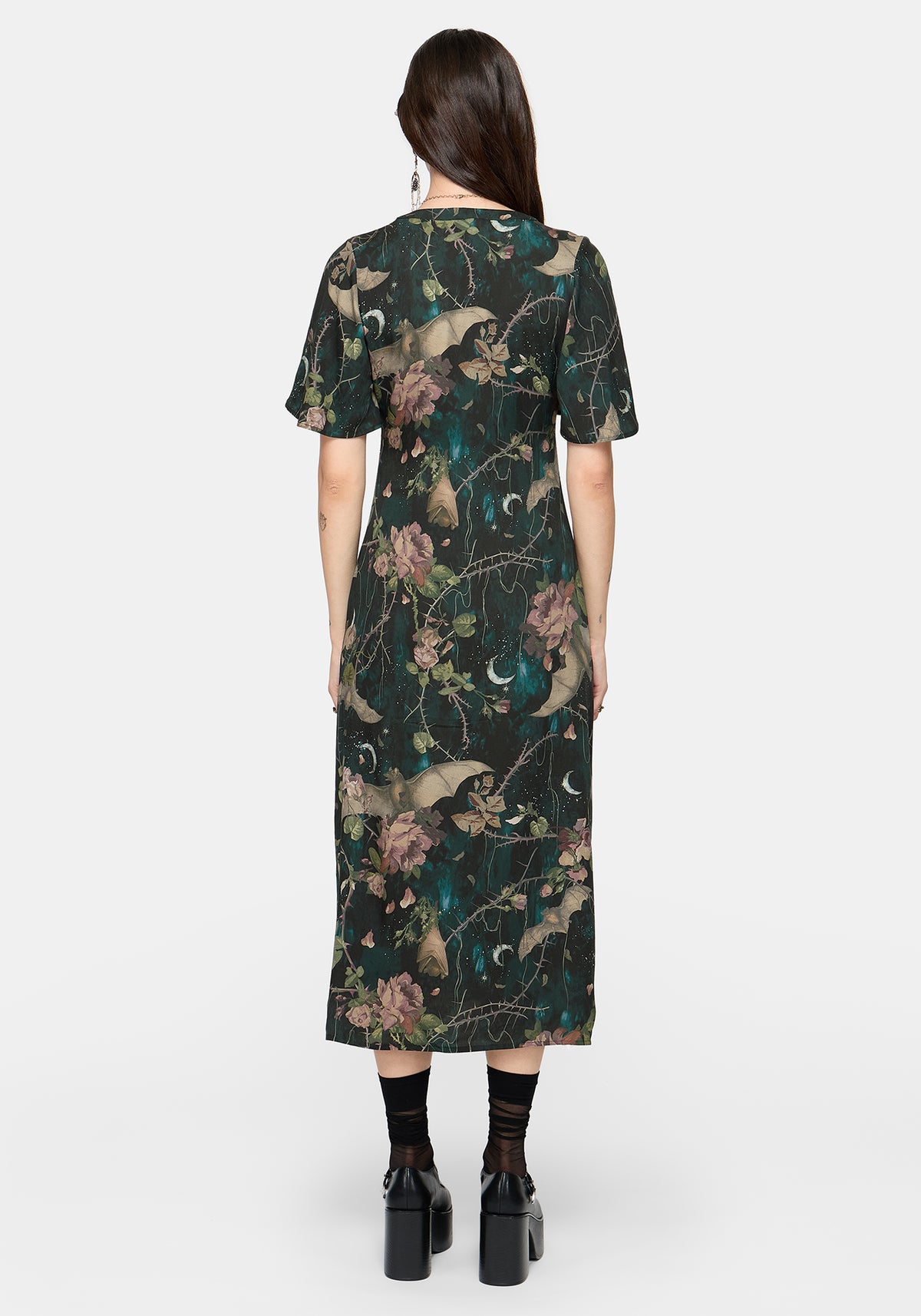 Atilla Print Lace Trim Midi Dress