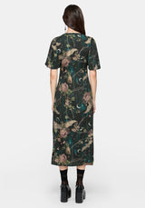 Atilla Print Lace Trim Midi Dress