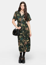 Atilla Print Lace Trim Midi Dress