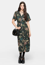 Atilla Print Lace Trim Midi Dress