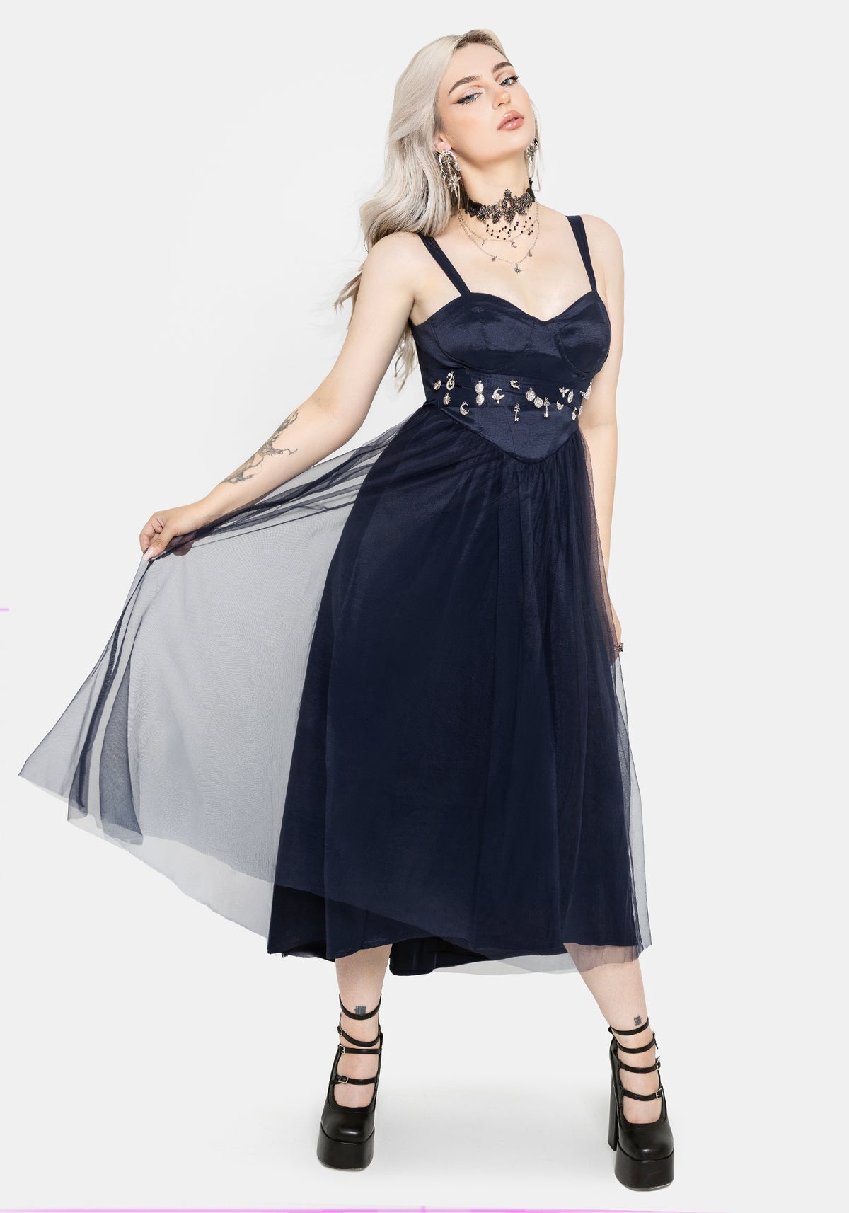 Lucinda Taffeta Embellished Belt Midaxi Dress UK 6