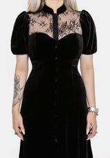 Lilibet Lace Cut-Out Velour Midi Dress UK 6