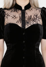 Lilibet Lace Cut-Out Velour Midi Dress UK 6