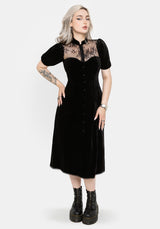 Lilibet Lace Cut-Out Velour Midi Dress UK 6