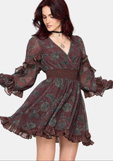 Pact Paisley Frill Sleeve Mini Dress