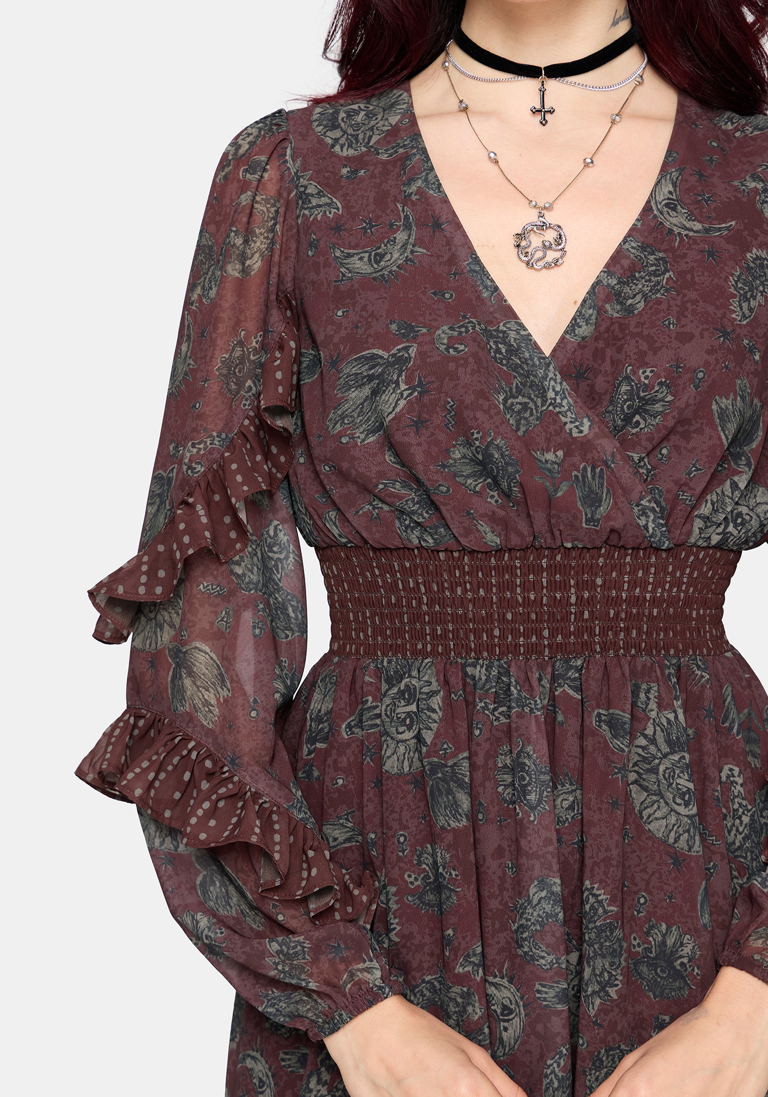 Pact Paisley Frill Sleeve Mini Dress