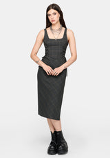 Caitriona Check Lace Up Side Midi Dress