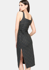 Caitriona Check Lace Up Side Midi Dress