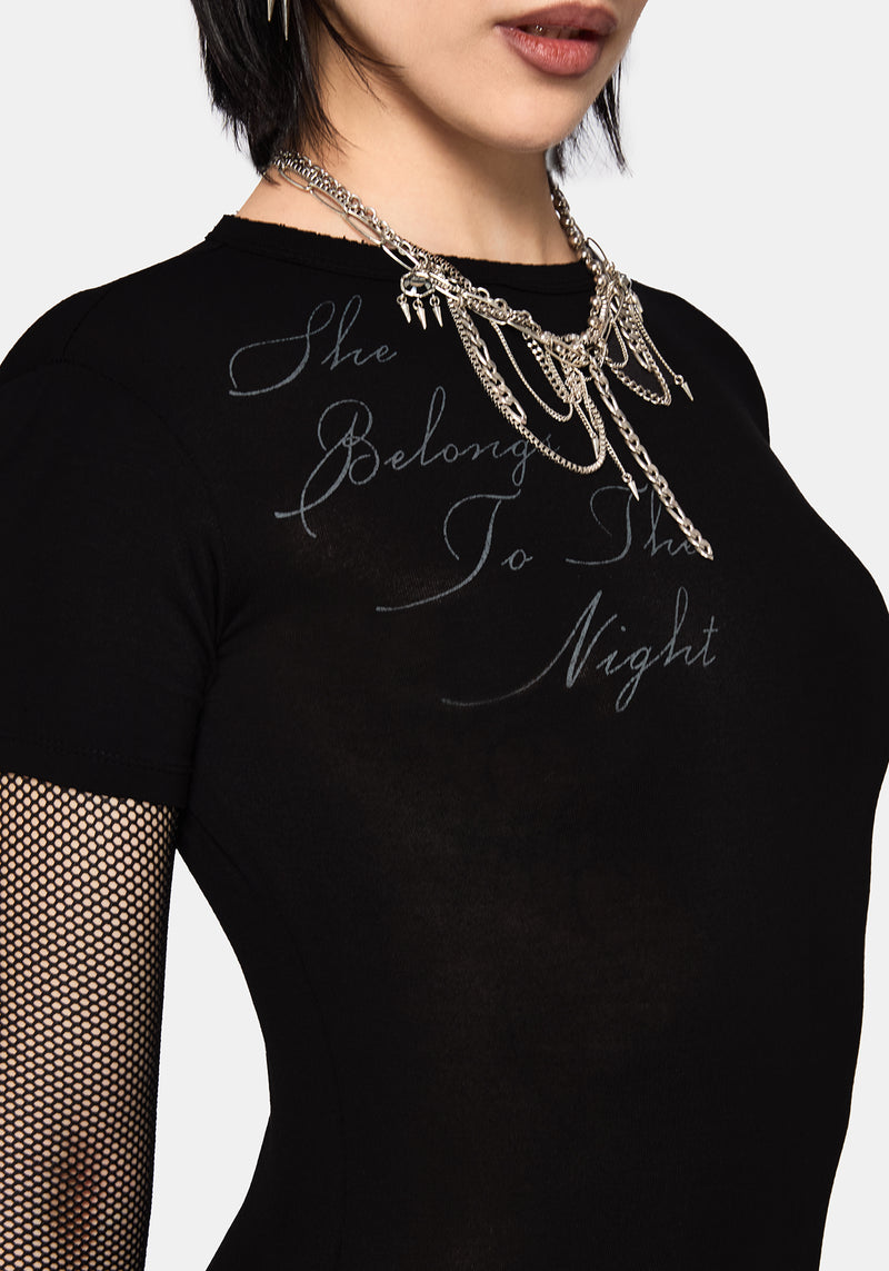 Shae Fishnet Long Sleeve Mini Dress – Disturbia