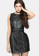 Lavinia Zipper Front PU Mini Dress