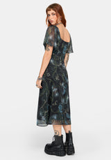 Seluna Lace Up Front Chiffon Midi Dress