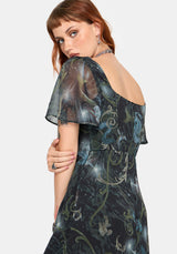 Seluna Lace Up Front Chiffon Midi Dress