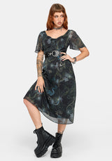 Seluna Lace Up Front Chiffon Midi Dress