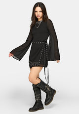 Emara Eyelet Piercing Wrap Front Mini Dress