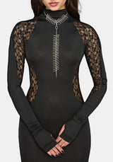 Adalyn Lace Panelled Bodycon Mini Dress UK 6