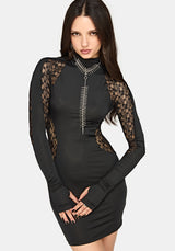 Adalyn Lace Panelled Bodycon Mini Dress UK 6