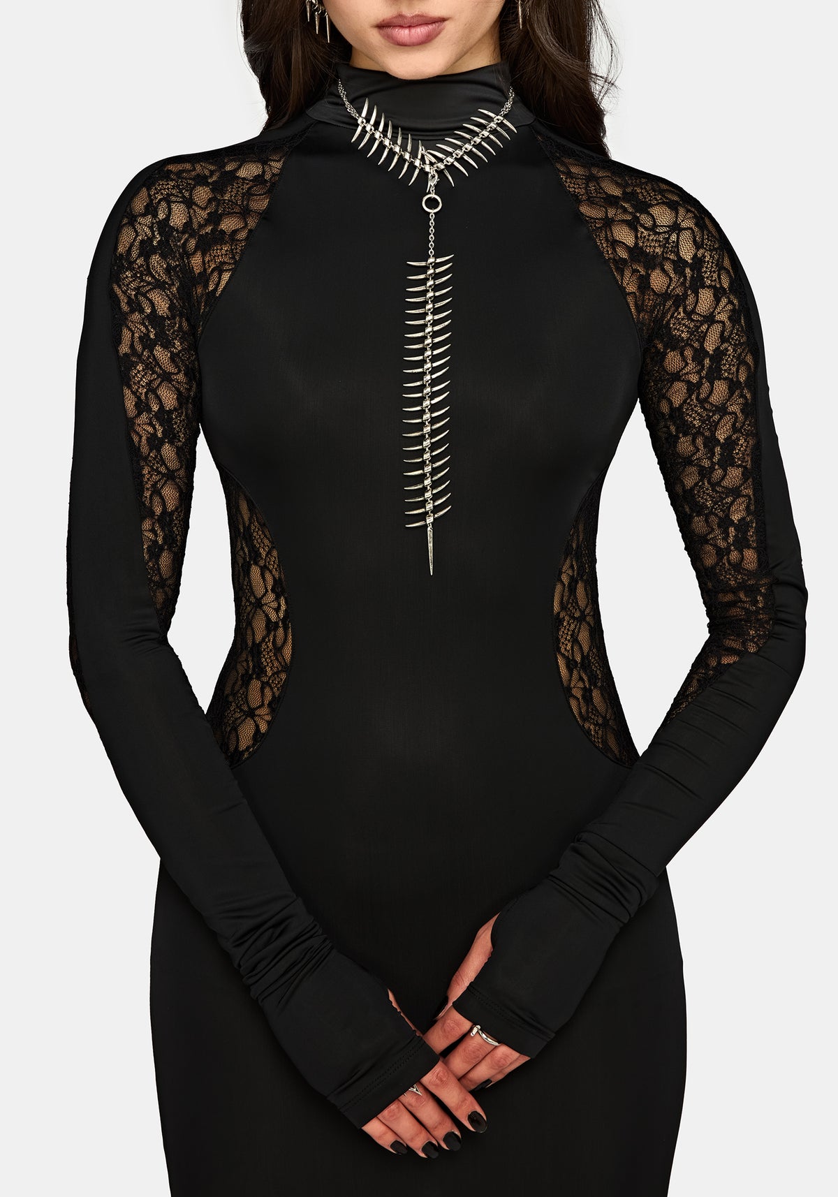 Adalyn Lace Panelled Bodycon Mini Dress