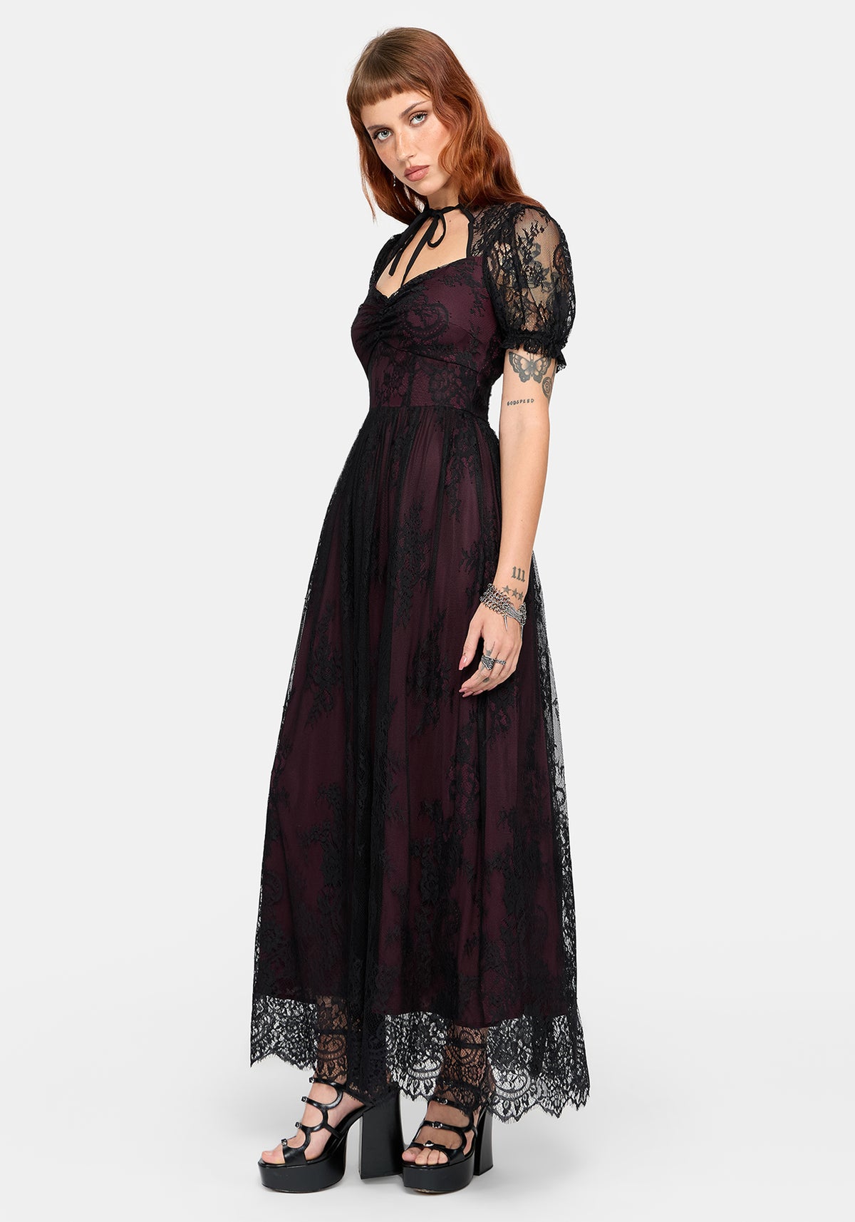 Velisse Lace Cut Out Maxi Dress - Purple