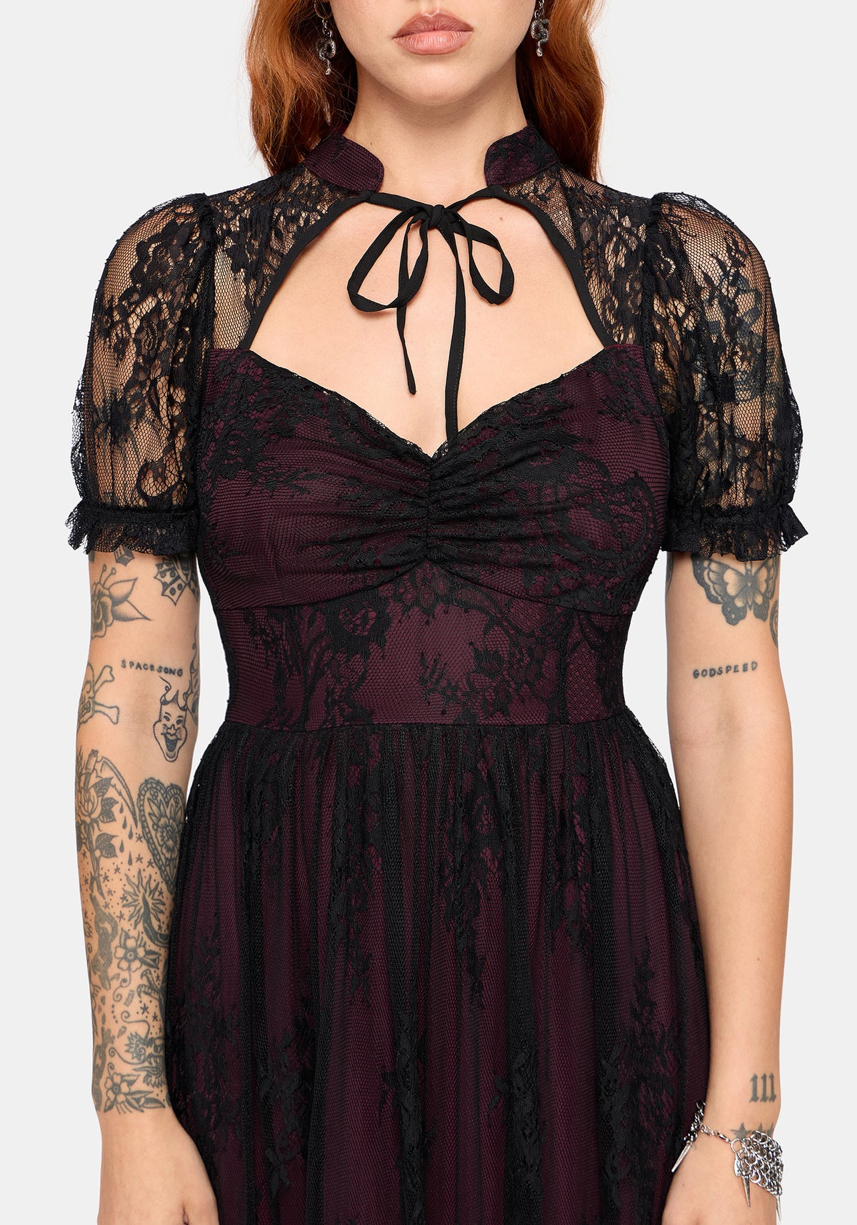 Velisse Lace Cut Out Maxi Dress - Purple