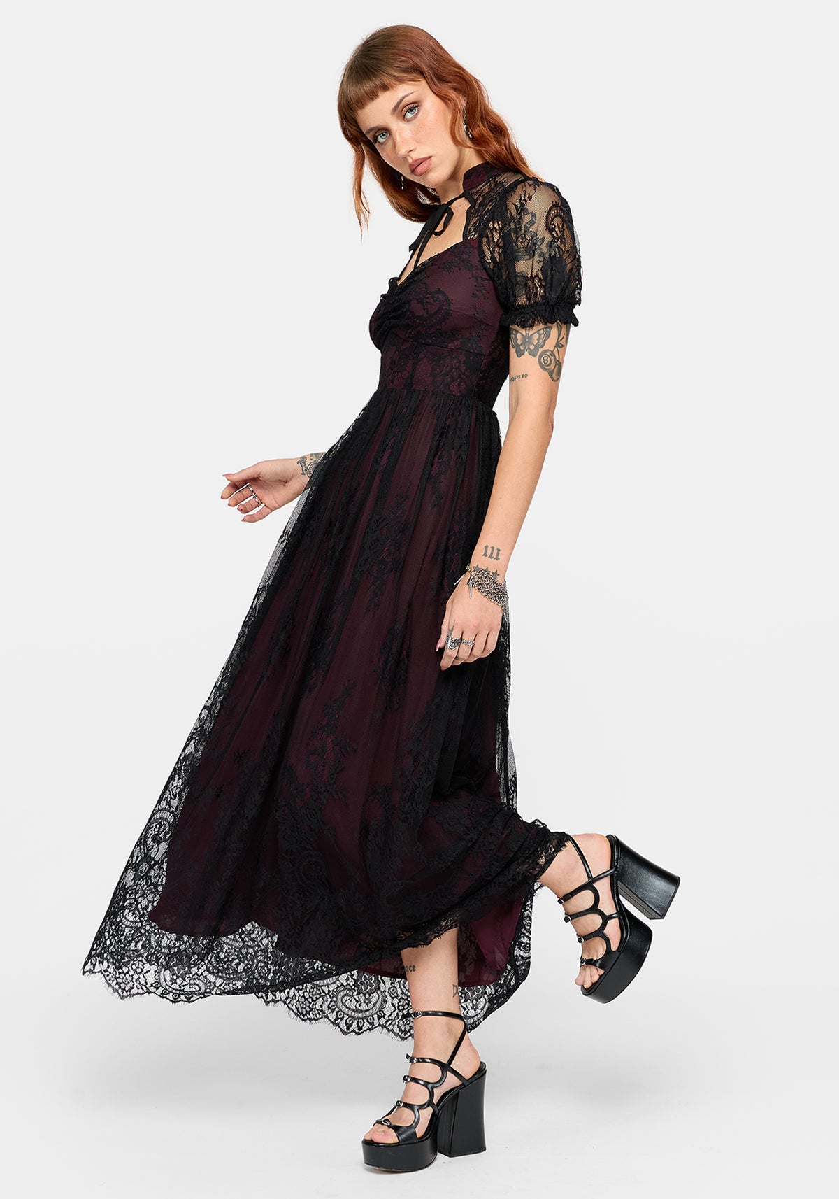 Velisse Lace Cut Out Maxi Dress - Purple