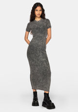Stori Ribbed Short Sleeve Midi Dress