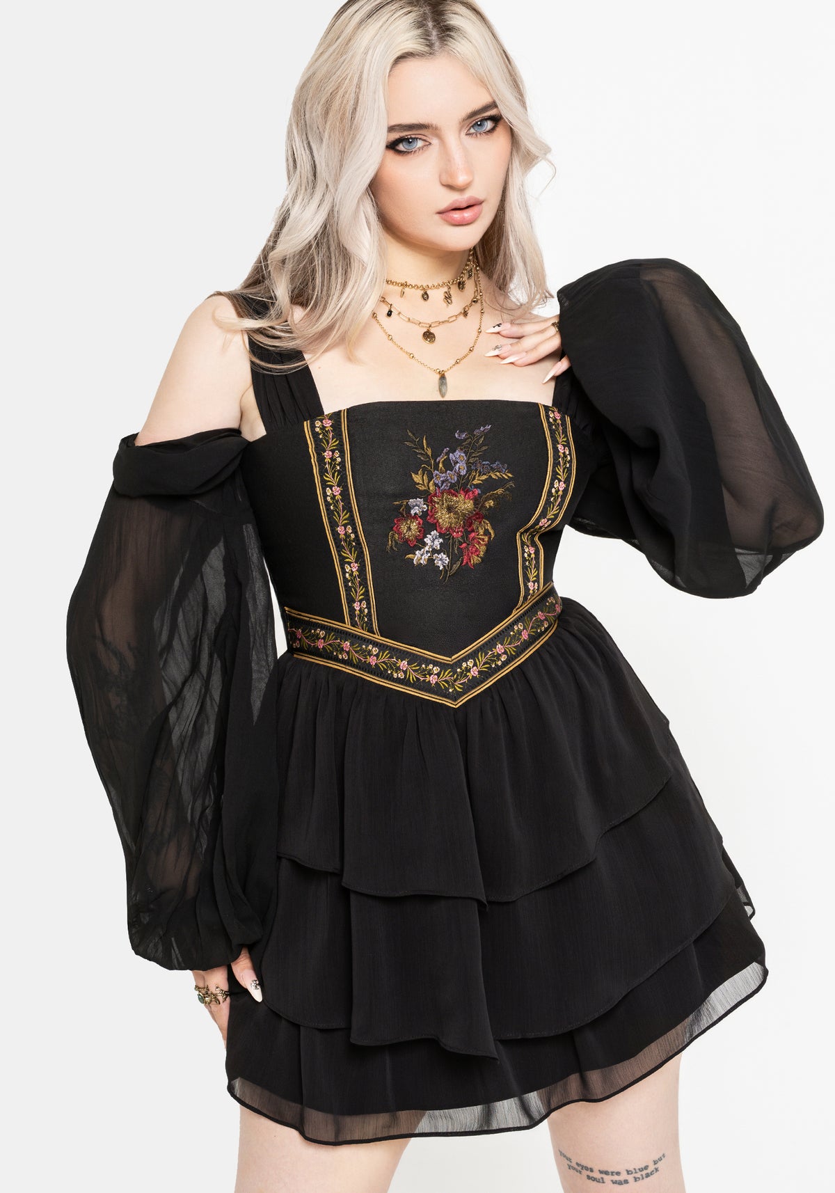 Lilet Boho Embroidered Corset Mini Dress UK 6