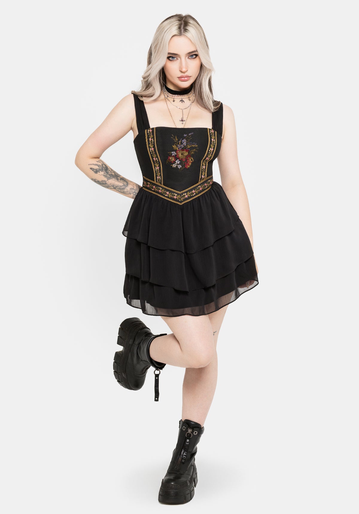 Lilet Boho Embroidered Corset Mini Dress