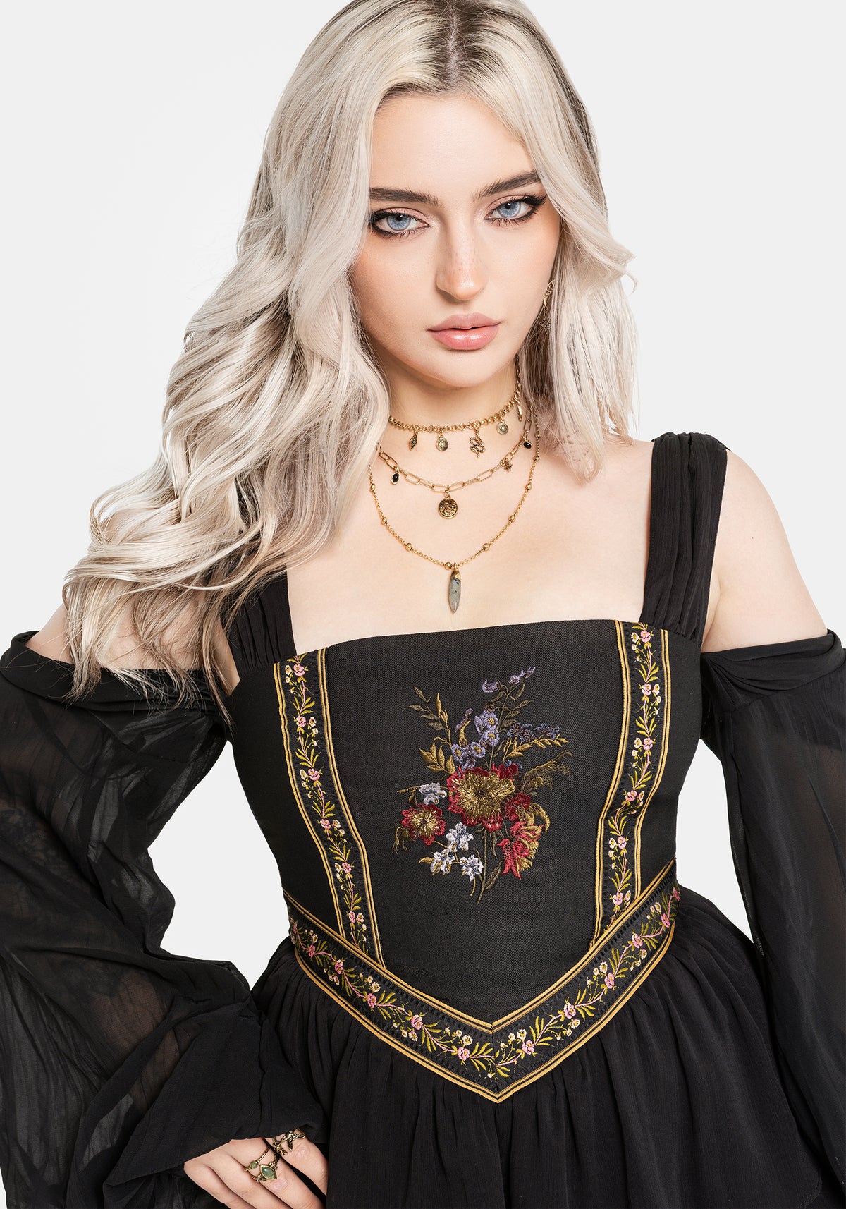 Lilet Boho Embroidered Corset Mini Dress UK 6