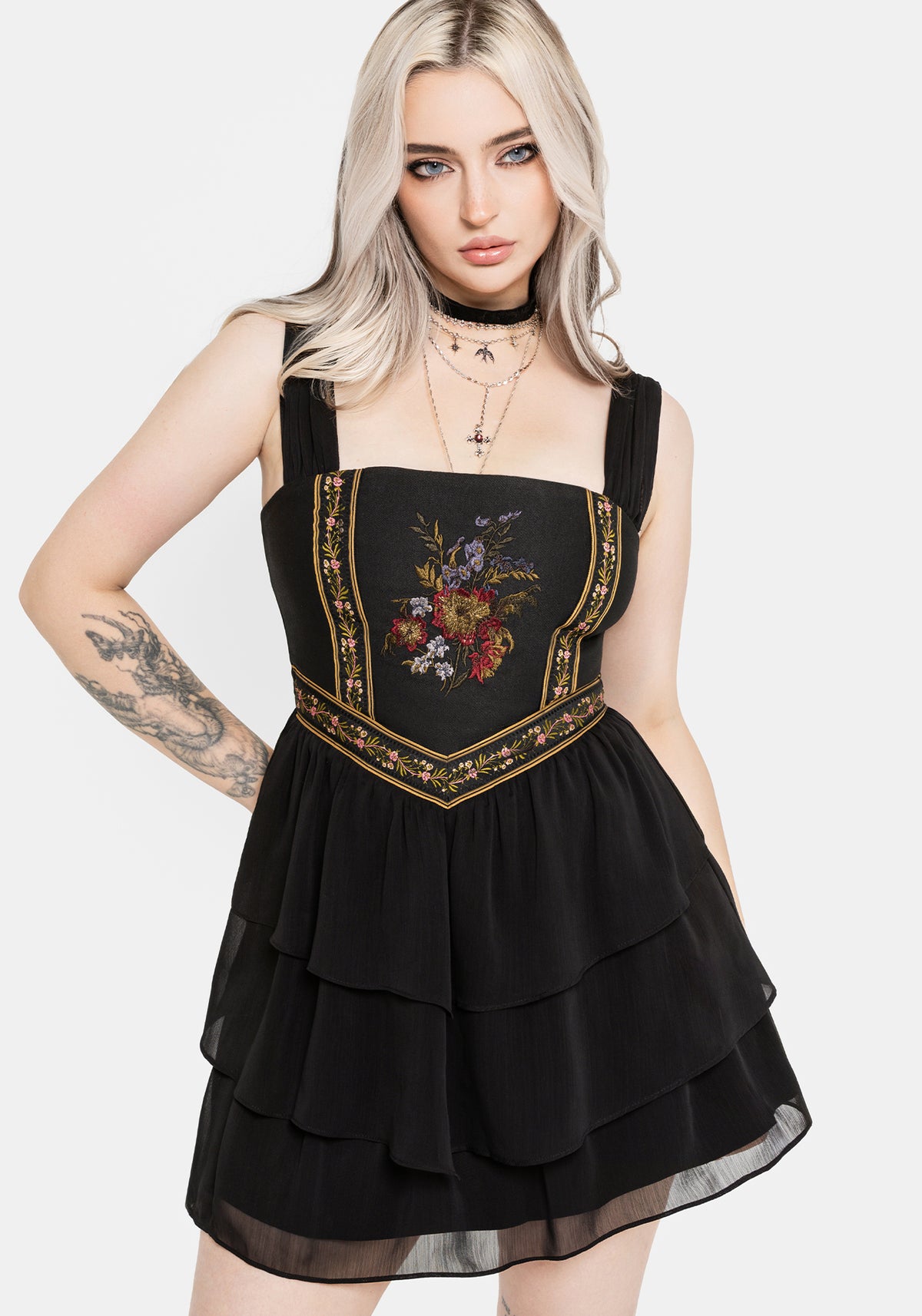 Lilet Boho Embroidered Corset Mini Dress