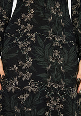Azolla Fern Crinkle Long Sleeve Midi Dress