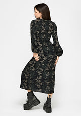 Azolla Fern Crinkle Long Sleeve Midi Dress