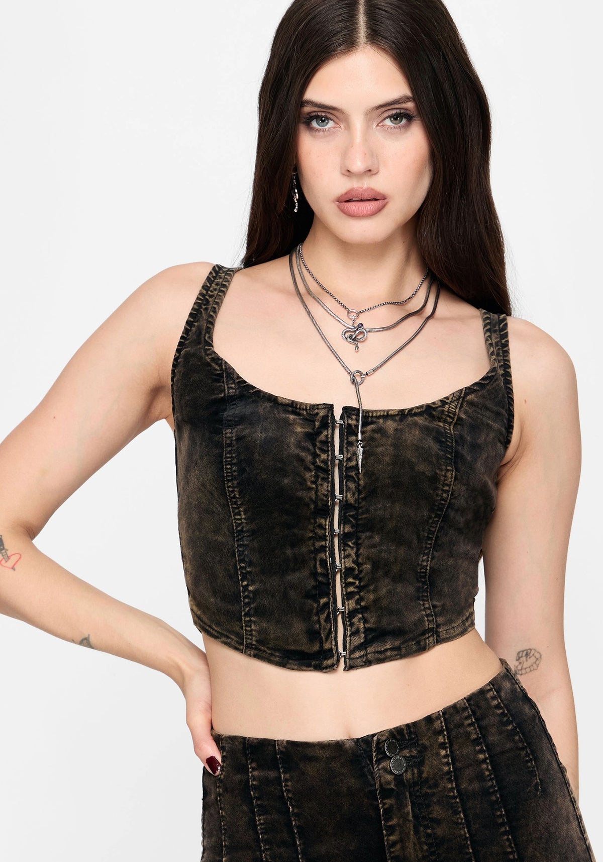 Reign Brushed Denim Corset Top